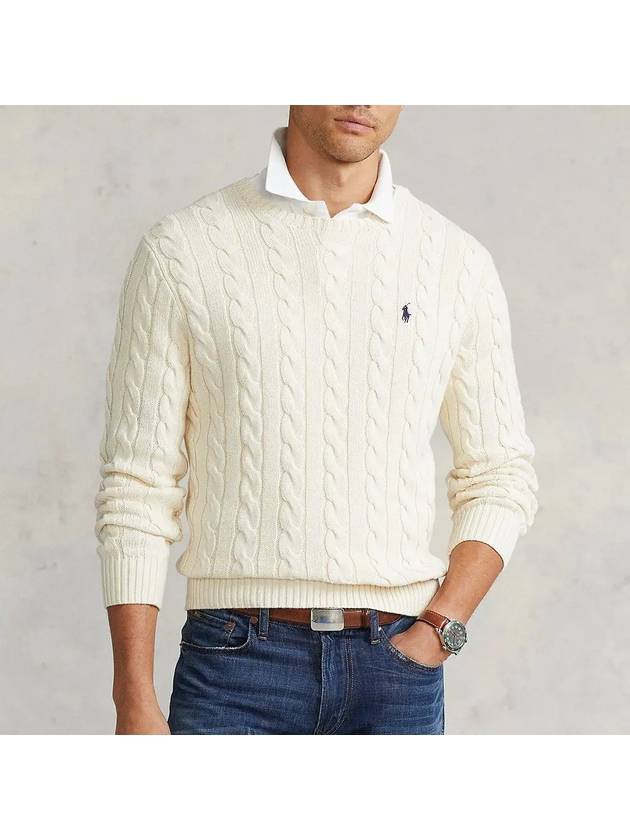 Embroidery Logo Cable Knit Top Ivory - POLO RALPH LAUREN - BALAAN 3