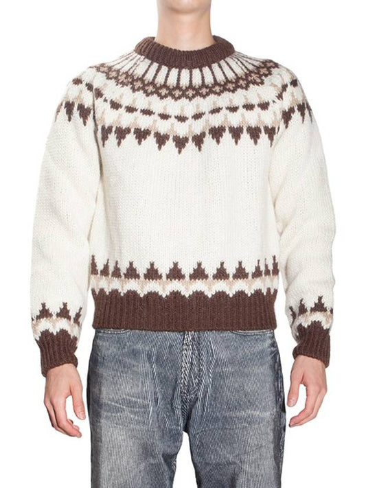 Men's Wool Mohair Rib Knit Top Beige - SAINT LAURENT - BALAAN 2