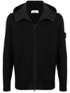 Waffen Patch Knit Zip Up Hoodie Black - STONE ISLAND - BALAAN 2