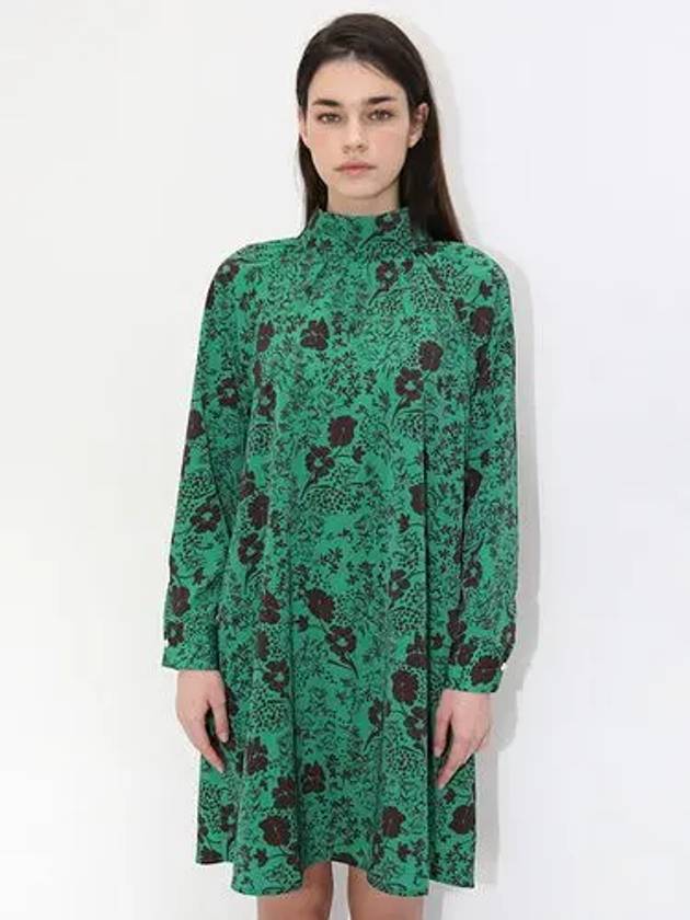 Turtleneck Flower Dress Green - DAMAGE MNEMONIC - BALAAN 1