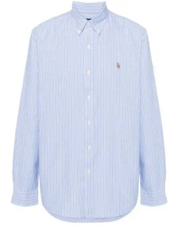 Embroidery Logo Striped Long Sleeve Shirt Light Blue - POLO RALPH LAUREN - BALAAN 2