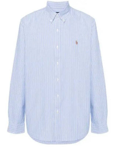 Embroidery Logo Striped Long Sleeve Shirt Light Blue - POLO RALPH LAUREN - BALAAN 2