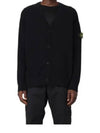 Wappen Patch V-Neck Cardigan Black - STONE ISLAND - BALAAN 2