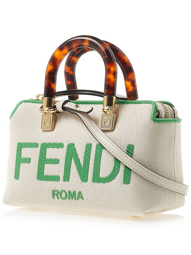 By The Way Small Canvas Tote Bag Green White - FENDI - BALAAN 3