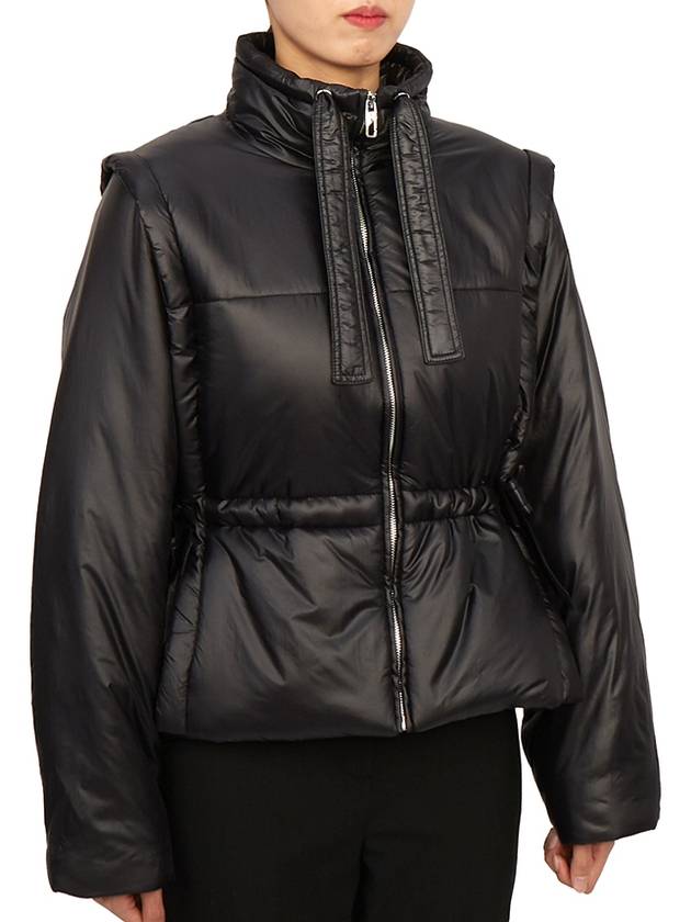 Shiny Quilted Vest Zip-Up Jacket Black - GANNI - BALAAN 7