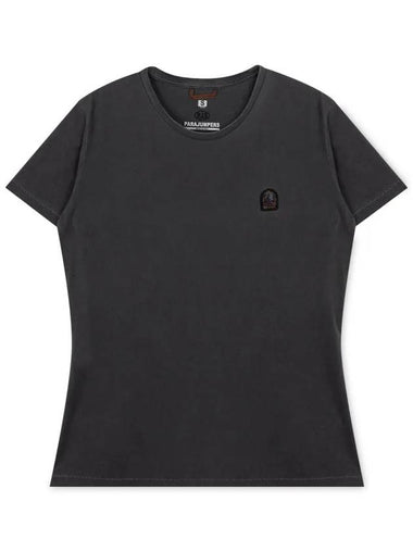 Women's Logo Patch Black Short Sleeve T-Shirt PWTEEBT32 541 - PARAJUMPERS - BALAAN 1