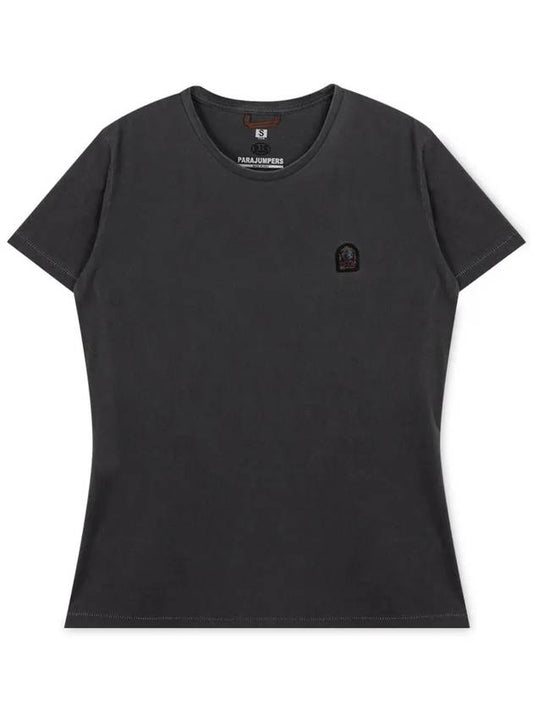 Women's Logo Patch Black Short Sleeve T-Shirt PWTEEBT32 541 - PARAJUMPERS - BALAAN 1