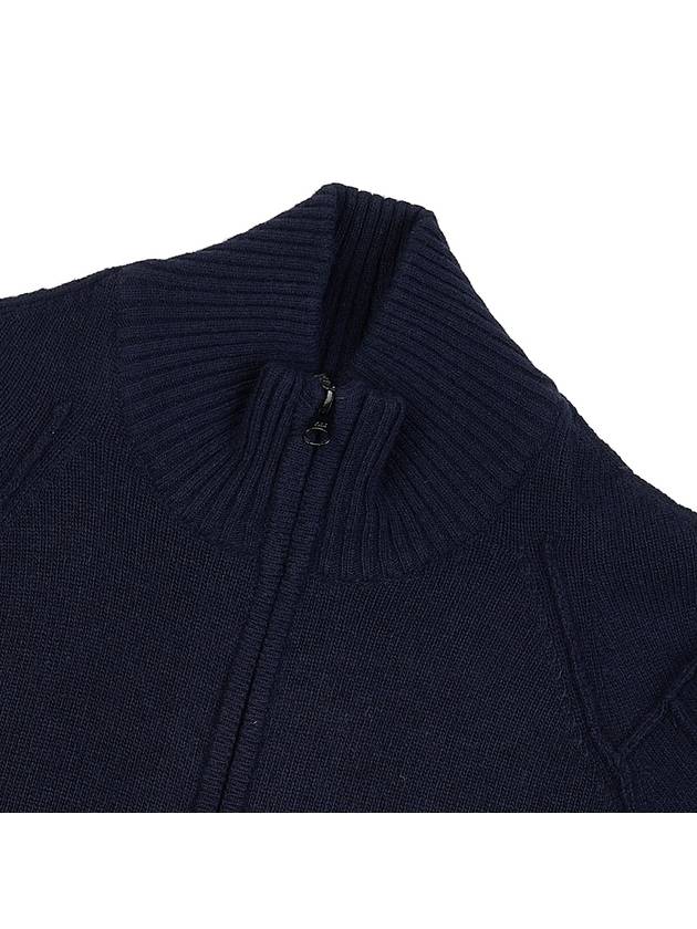 Lens Wappen Lambswool Zip-Up Cardigan Navy - CP COMPANY - BALAAN 8