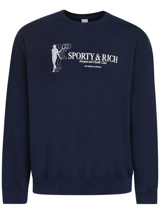 Racket Health Cotton Sweatshirt Navy - SPORTY & RICH - BALAAN.