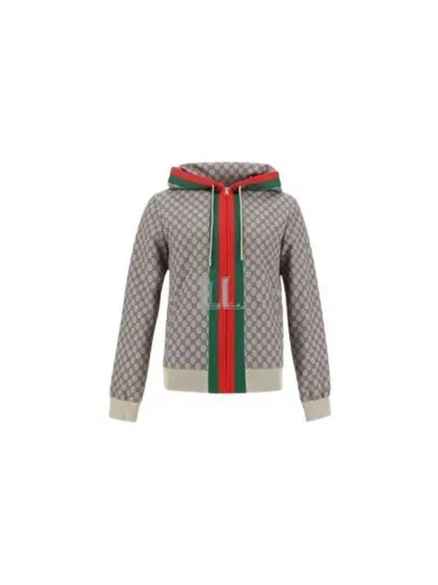 Web Technical Jersey Zip Jacket Beige Ebony - GUCCI - BALAAN 2