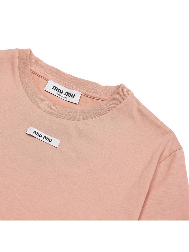 Logo Patch Crop Short Sleeve T-Shirt Pink - MIU MIU - BALAAN 4