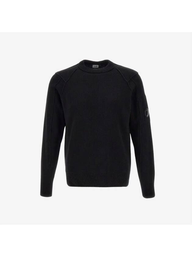 Lens Wappen Wool Blend Knit Top Black - CP COMPANY - BALAAN 4