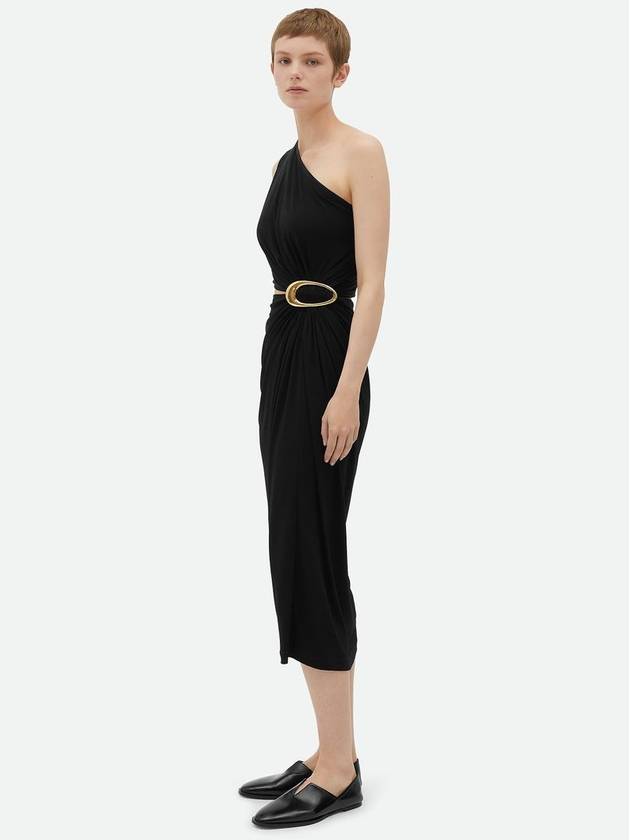 Crepe Viscose Jersey Midi Dress Black - BOTTEGA VENETA - BALAAN 3