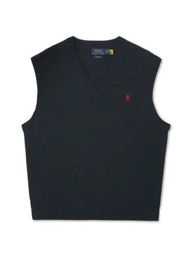 Big fit cotton sweater vest black - POLO RALPH LAUREN - BALAAN 1