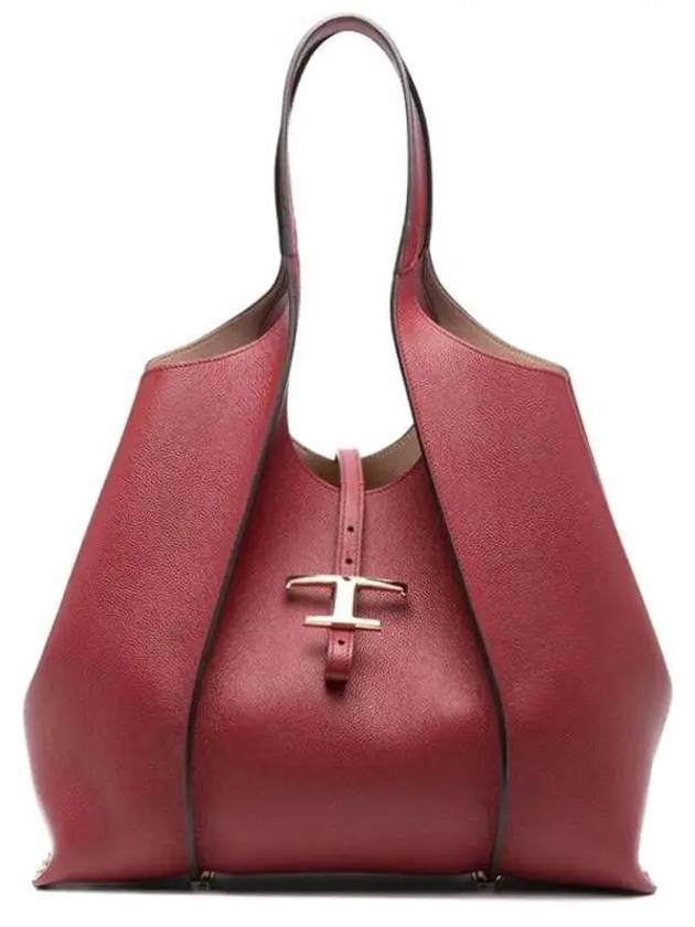 T Timeless Leather Medium Shopping Tote Bag Burgundy - TOD'S - BALAAN 2