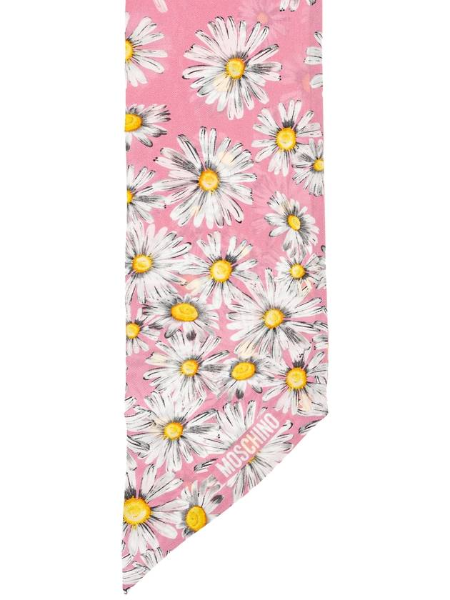 Moschino Silk Scarf With Floral Motif, Women's, Pink - MOSCHINO - BALAAN 4