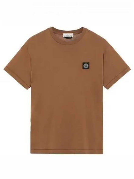 Men's Waffen Logo Patch Short Sleeve T-Shirt Brown - STONE ISLAND - BALAAN 2