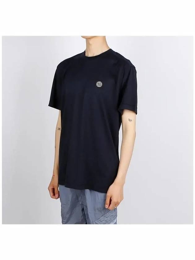 Logo Patch Short Sleeves T-Shirt Navy - STONE ISLAND - BALAAN 3