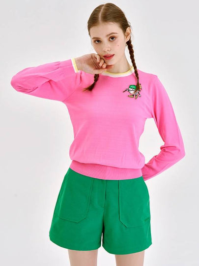 Stairball flag color scheme line pullover knit pink - GOXO - BALAAN 2