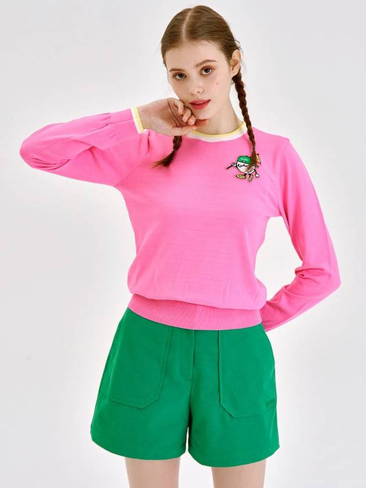 Stairball flag color scheme line pullover knit pink - GOXO - BALAAN 2