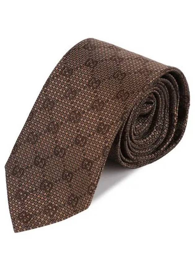 GG Silk Jacquard Tie Brown - GUCCI - BALAAN 9