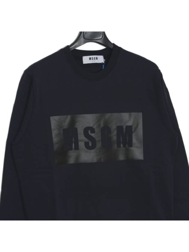 Box Logo Print Cotton Sweatshirt Navy - MSGM - BALAAN 5