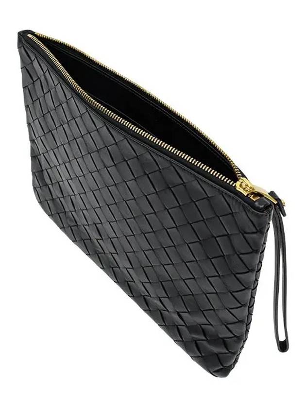 Intrecciato Medium Flat Pouch Bag Black - BOTTEGA VENETA - BALAAN 6