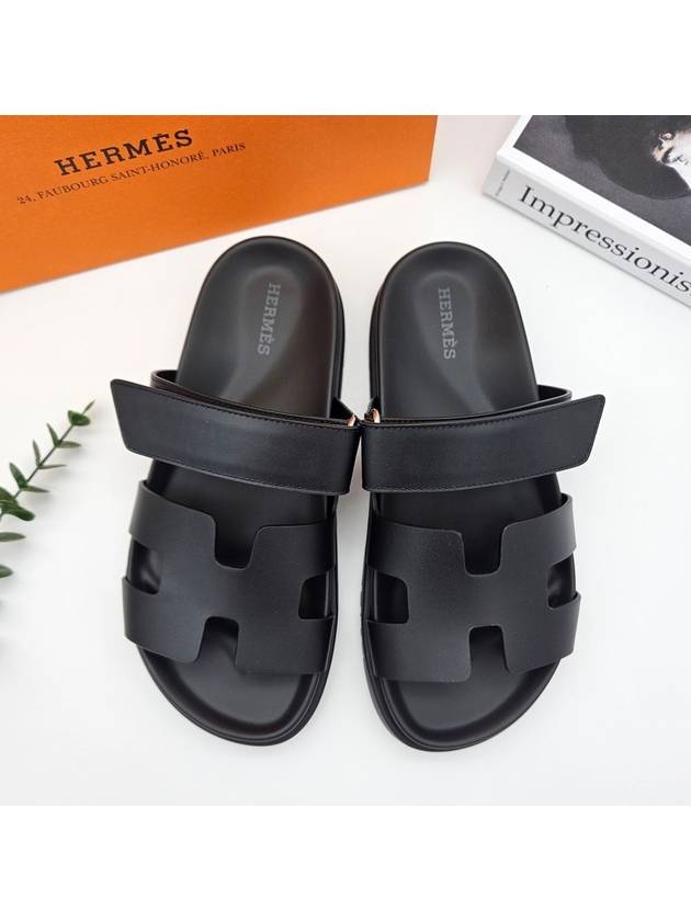 Chypre Calfskin Sandals Black - HERMES - BALAAN 4