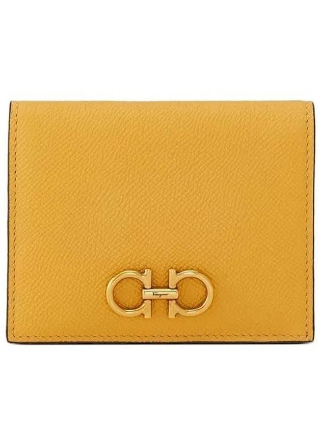 Gancini Compact Half Wallet Yellow - SALVATORE FERRAGAMO - BALAAN 1