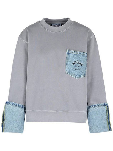 Moschino Jeans Gray Cotton Sweatshirt - MOSCHINO - BALAAN 1