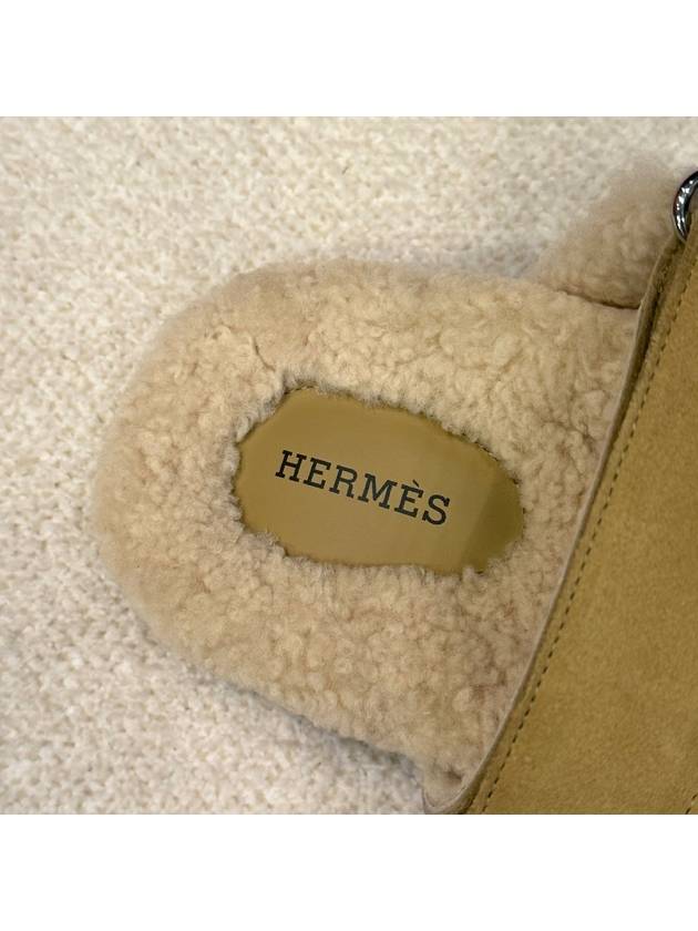 Women's Chypre Sandals Goatskin Woolskin Khaki Beige - HERMES - BALAAN 8