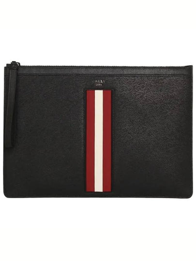 Bollis Large Recycled Leather Clutch Bag Black - BALLY - BALAAN 2