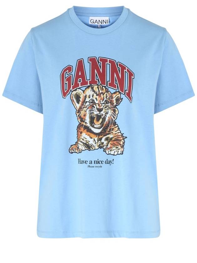 Basic Tigo Relax Jersey Short Sleeve T-Shirt Blue - GANNI - BALAAN 2