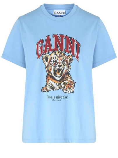 Basic Tigo Relax Jersey Short Sleeve T-Shirt Blue - GANNI - BALAAN 2