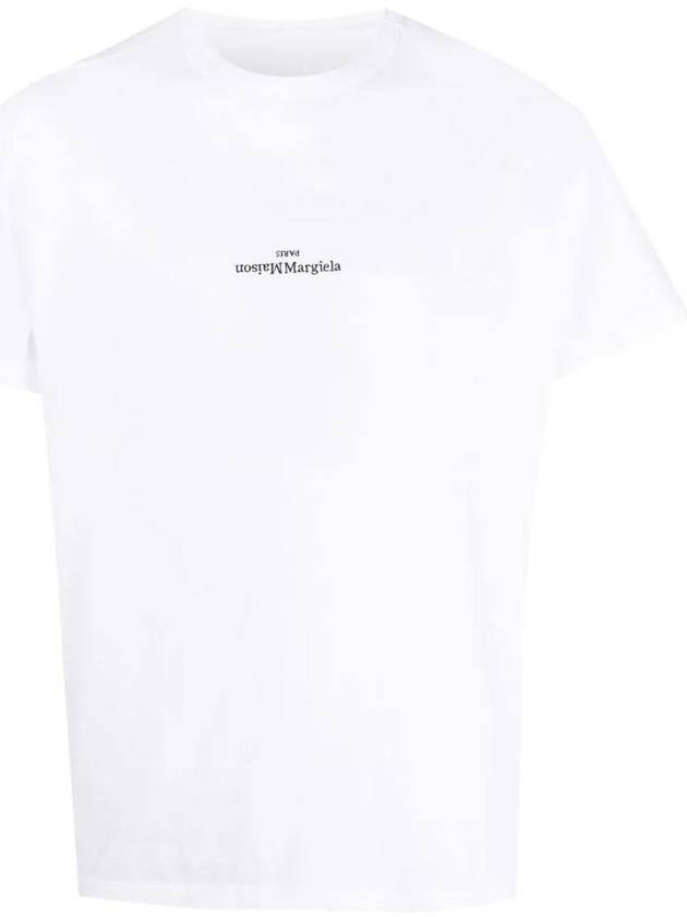 Reverse Embroidered Logo Stitched Cotton Short Sleeve T-Shirt White - MAISON MARGIELA - BALAAN 2