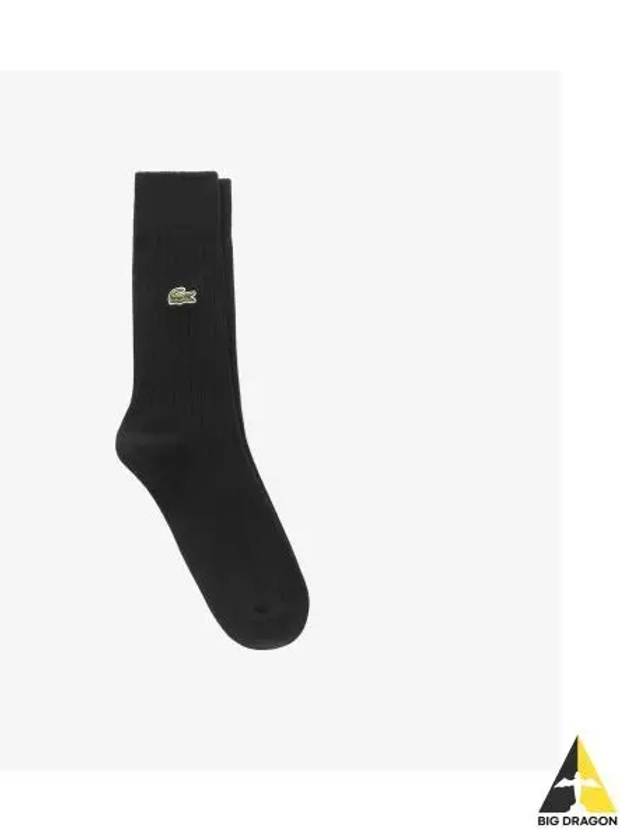 Men s Basic Rib Tissue Gentleman Socks Black - LACOSTE - BALAAN 1