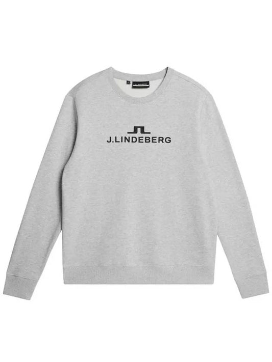 Men's Alpha Crew Neck Hoodie Light Grey Melange - J.LINDEBERG - BALAAN 2