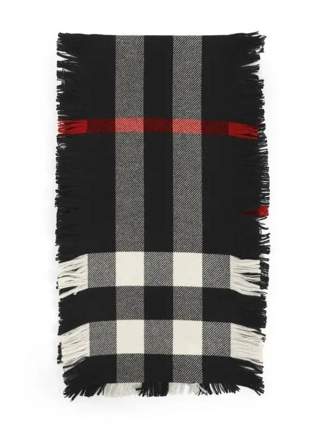 Fringe Check Wool Scarf Black - BURBERRY - BALAAN 6