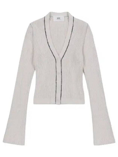 Cropped rib cardigan natural - AMI - BALAAN 1