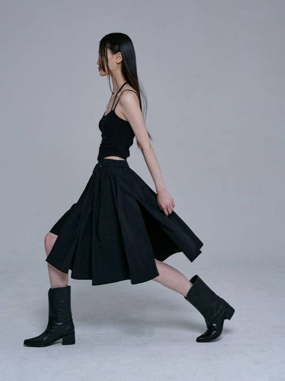 Nylon Slit Midi A Line Skirt Black - JINJUSE - BALAAN 2