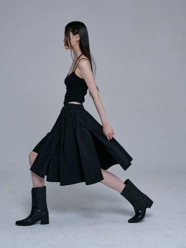 Nylon Slit Midi A Line Skirt Black - JINJUSE - BALAAN 1