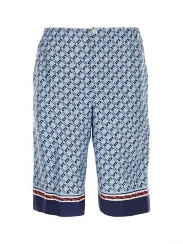 Geometric Square G Print Silk Shorts Blue - GUCCI - BALAAN 2