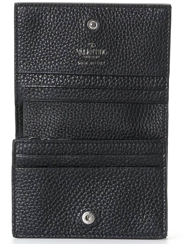 Rockstud Small Leather Half Wallet Black - VALENTINO - BALAAN 5