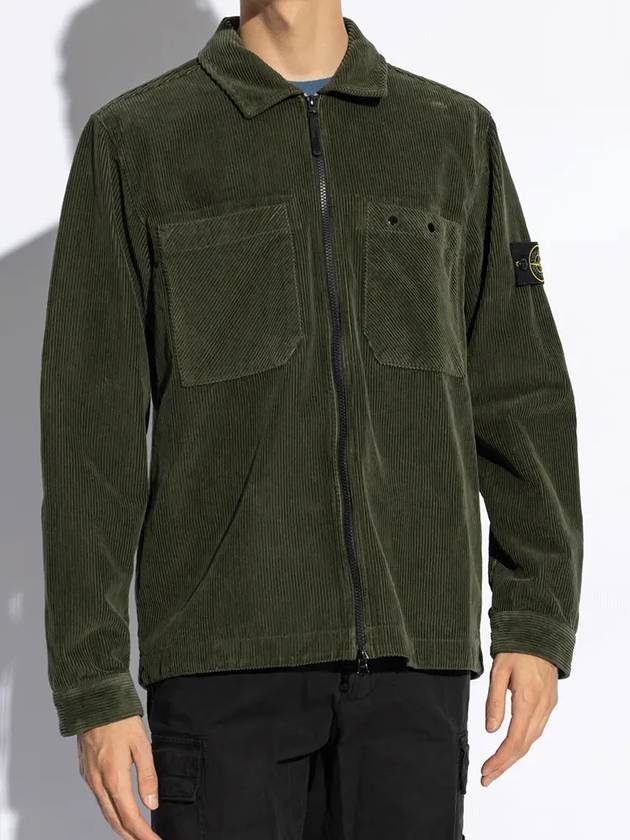 Wappen Patch Corduroy Cotton Jacket Green - STONE ISLAND - BALAAN 3