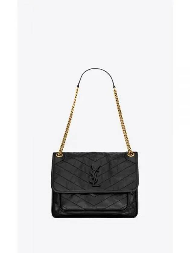 Nikki Medium Leather Shoulder Bag Black - SAINT LAURENT - BALAAN 2