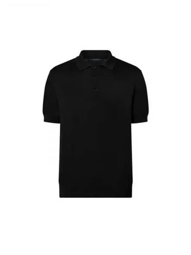 Cashmere and Cotton Blend Short Sleeved Polo Black 1AFVKQ - LOUIS VUITTON - BALAAN 1