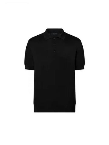 Cashmere and Cotton Blend Short Sleeved Polo Black 1AFVKQ - LOUIS VUITTON - BALAAN 1