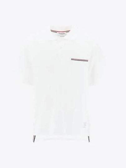 RWB Pocket Interlock Cotton Short Sleeve Polo Shirt White - THOM BROWNE - BALAAN 2