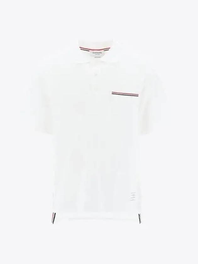 RWB Pocket Interlock Cotton Short Sleeve Polo Shirt White - THOM BROWNE - BALAAN 2