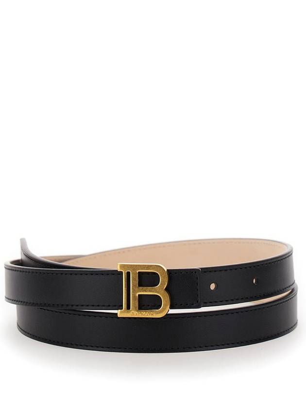 'B Belt' Black Belt With B Buckle In Leather Woman - BALMAIN - BALAAN 1